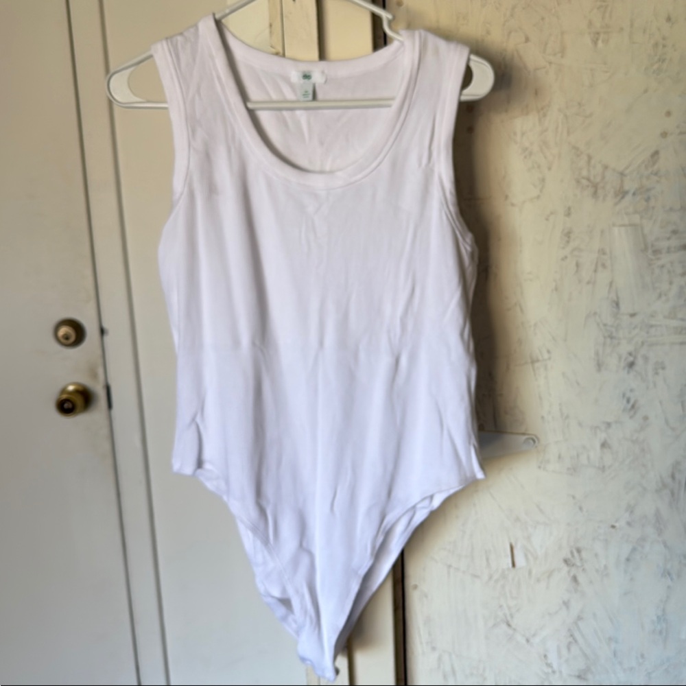 Dip White Asymmetrical Sleeveless Bodysuit